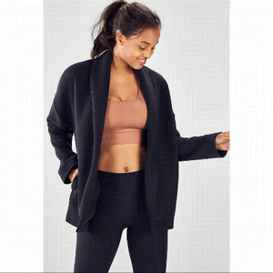 FABLETICS-BLACK Vanessa Quilted Cardigan (Size:Medium)